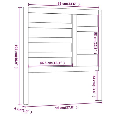 vidaXL Sängynpääty harmaa 96x4x104 cm täysi mänty