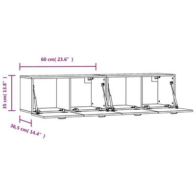 vidaXL Seinäkaapit 2 kpl savutammi 60x36,5x35 cm tekninen puu