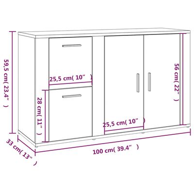 vidaXL Senkki Sonoma-tammi 100x33x59,5 cm tekninen puu