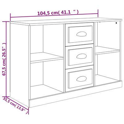 vidaXL Senkki korkeakiilto valkoinen 104,5x35,5x67,5 cm tekninen puu