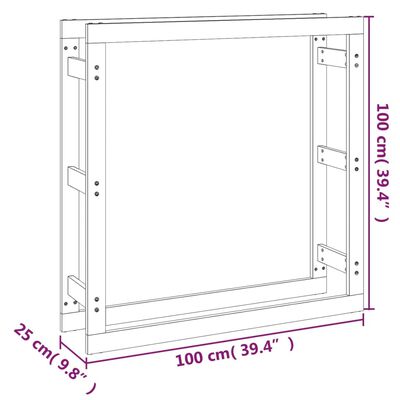 vidaXL Polttopuuteline harmaa 100x25x100 cm täysi mänty