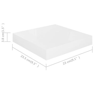 vidaXL Kelluvat seinähyllyt 2kpl korkeakiilto valk. 23x23,5x3,8 cm MDF