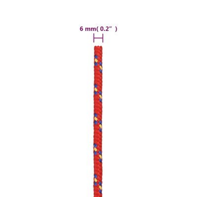 vidaXL Veneköysi punainen 6 mm 50 m polypropeeni