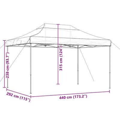 vidaXL Taitettava pop-up juhlateltta musta 440x292x315 cm