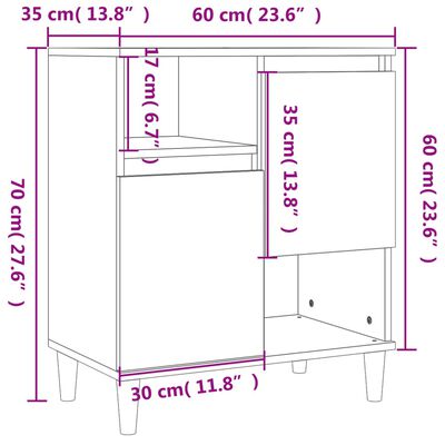 vidaXL Senkki betoninharmaa 60x35x70 cm tekninen puu