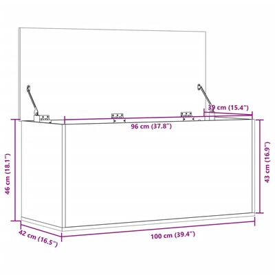 vidaXL Säilytyslaatikko harmaa Sonoma 100x42x46 cm tekninen puu