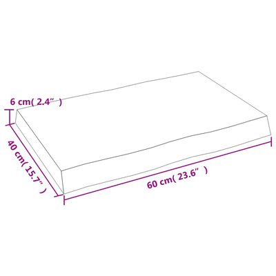 vidaXL Pöytälevy 60x40x(2-6) cm käsittelemätön täysi puu elävä reuna