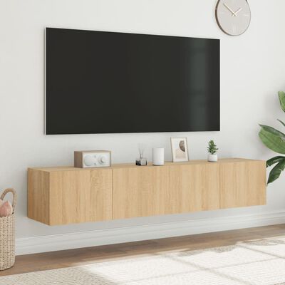 vidaXL TV-seinäkaapit LED-valoilla 2 kpl Sonoma-tammi 80x35x31 cm