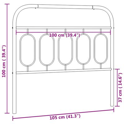 vidaXL Metallinen sängynpääty valkoinen 100 cm