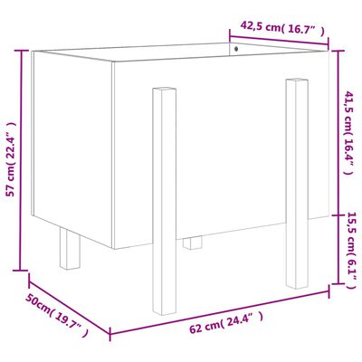 vidaXL Kukkalaatikko hunajanruskea 62x50x57 cm täysi mänty