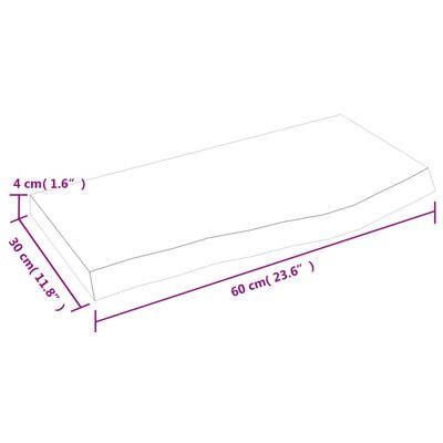 vidaXL Kylpyhuoneen työtaso t.ruskea 60x30x(2-4)cm käsitelty täyspuu