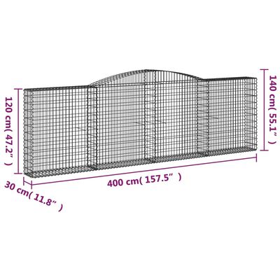 vidaXL Kaarevat kivikorit 5 kpl 400x30x120/140 cm galvanoitu rauta