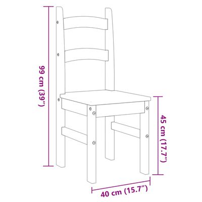 vidaXL Ruokatuolit 2 kpl 40x46x99 cm täysi mänty