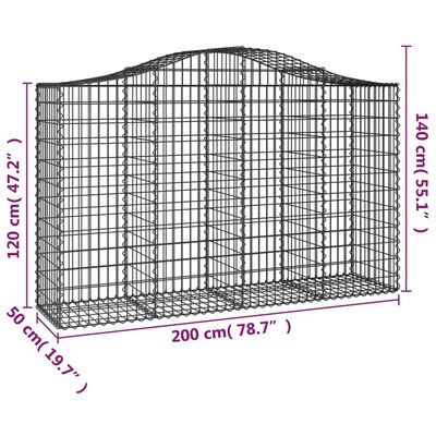 vidaXL Kaarevat kivikorit 2 kpl 200x50x120/140 cm galvanoitu rauta