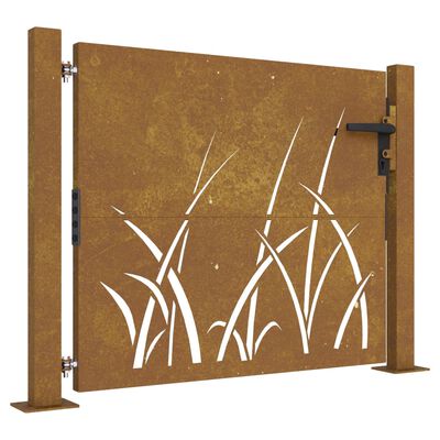 vidaXL Puutarhaportti 105x105 cm corten teräs ruohokuvio