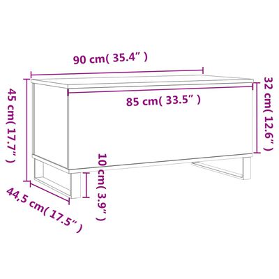 vidaXL Sohvapöytä savutammi 90x44,5x45 cm tekninen puu