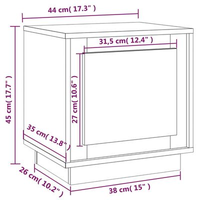 vidaXL Yöpöytä musta 44x35x45 cm tekninen puu