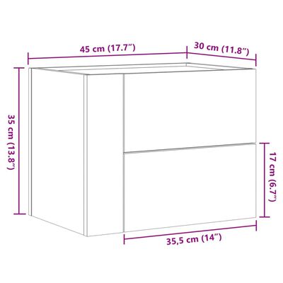 vidaXL Seinäkiinnitettävät yöpöydät 2 kpl musta 45x30x35 cm