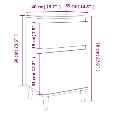 vidaXL Yöpöydät 2 kpl musta 40x35x70 cm