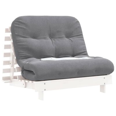 vidaXL Futon vuodesohva patjalla valkoinen 100x206x11 cm täysi mänty