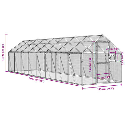 vidaXL Aviaario antrasiitti 1,79x8x1,85 m alumiini