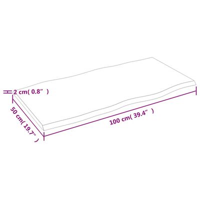 vidaXL Pöytälevy v.ruskea 100x50x2 cm käsitelty täystammi elävä reuna