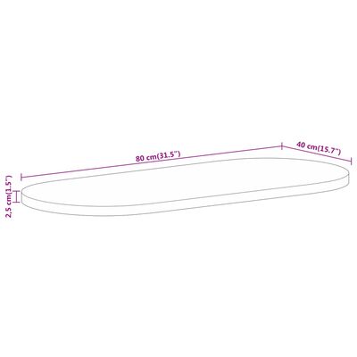 vidaXL Pöytälevy 80x40x2,5 cm ovaali täysi karkea mangopuu