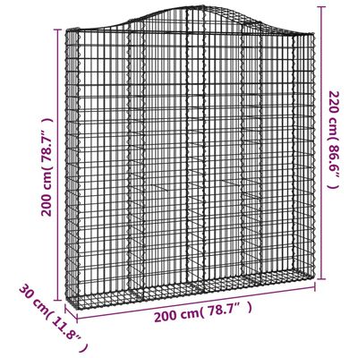 vidaXL Kaarevat kivikorit 6 kpl 200x30x200/220 cm galvanoitu rauta