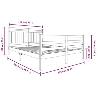 vidaXL Sängynrunko 150x200 cm King Size täysi puu