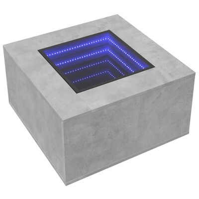 vidaXL Sohvapöytä LED-valoilla betoninharmaa 60x60x40 cm tekninen puu