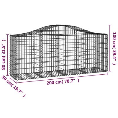 vidaXL Kaarevat kivikorit 5 kpl 200x50x80/100 cm galvanoitu rauta