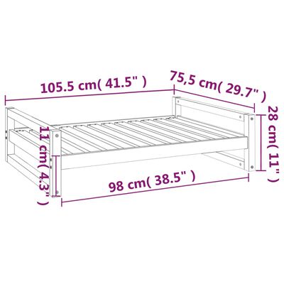 vidaXL Koiransänky musta 105,5x75,5x28 cm täysi mänty