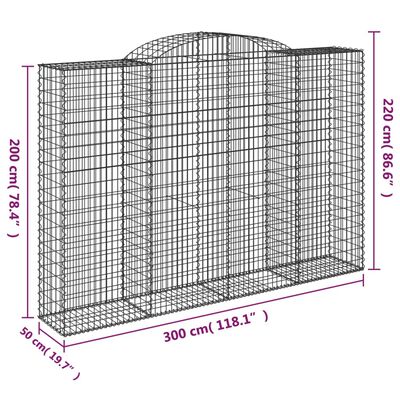 vidaXL Kaarevat kivikorit 9 kpl 300x50x200/220 cm galvanoitu rauta