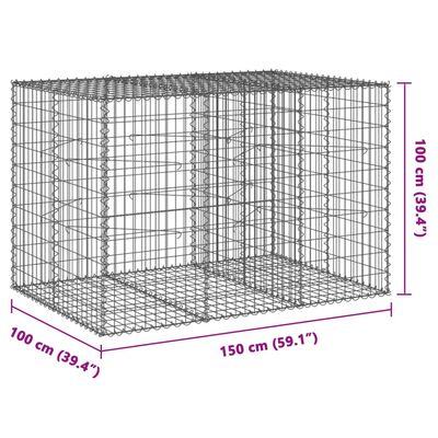 vidaXL Kivikori katolla 150x100x100 cm galvanoitu rauta