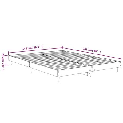 vidaXL Sängynrunko ruskea tammi 135x190 cm tekninen puu