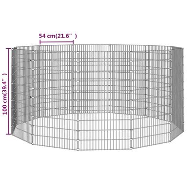 vidaXL Eläinhäkki Free Range 12-paneelia 54x100 cm galvanoitu rauta