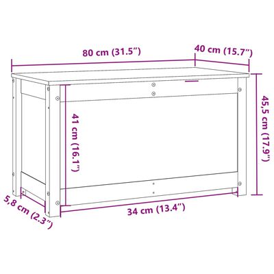 vidaXL Säilytyslaatikko hunajanruskea 80x40x45,5 cm täysi mänty