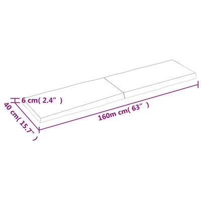 vidaXL Pöytälevy ruskea 160x40x(2-6)cm käsitelty täystammi elävä reuna