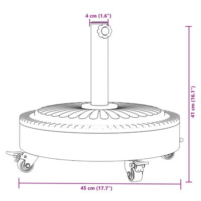 vidaXL Aurinkovarjon jalusta pyörillä Ø38/48 mm tangolle 27 kg pyöreä