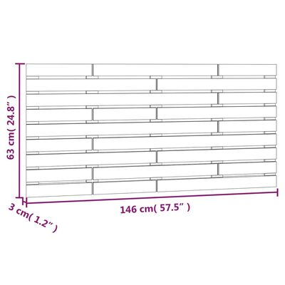 vidaXL Sängynpääty seinälle 146x3x63 cm täysi mänty