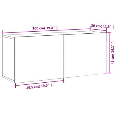 vidaXL TV-kaappi seinäkiinnitettävä harmaa Sonoma 100x30x41 cm