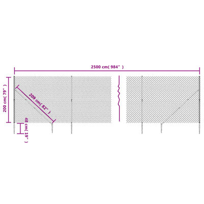 vidaXL Verkkoaita maapiikeillä vihreä 2x25 m