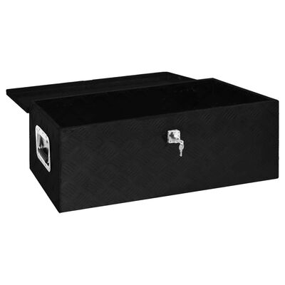 vidaXL Säilytyslaatikko musta 90x47x33,5 cm alumiini
