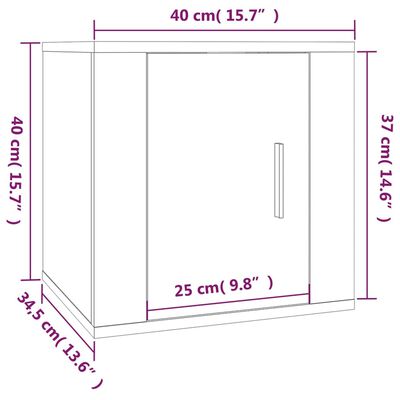 vidaXL Seinäkiinnitettävä TV-taso musta 40x34,5x40 cm