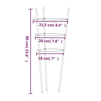 vidaXL Puutarhan kasvituet 3 rengasta 5 kpl vihreä 60 cm teräs