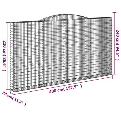 vidaXL Kaarevat kivikorit 25 kpl 400x30x220/240 cm galvanoitu rauta