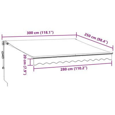 vidaXL Automaattimarkiisi viininpunainen 300x250 cm