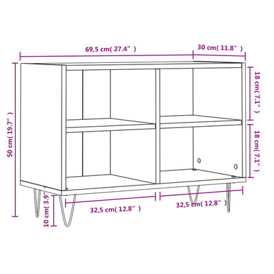 vidaXL TV-taso betoninharmaa 69,5x30x50 cm tekninen puu