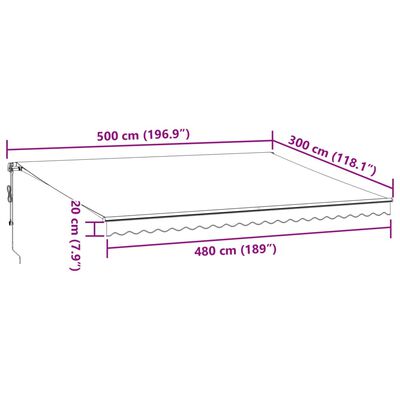 vidaXL Automaattimarkiisi LEDit antrasiitti/valkoinen 500x300 cm