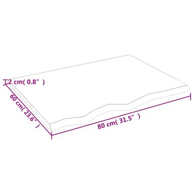 vidaXL Kylpyhuoneen työtaso 80x60x2 cm käsittelemätön täysi puu